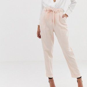 ASOS DESIGN woven peg trousers with obi tie